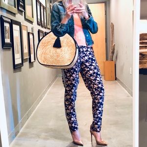 Joie 100% silk blue and peach floral pants